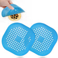 Effortless Hair Drain Catcher - Square Silicone Shower Stopper with Suction Cup - 2 Pack in Stylish Blue for Easy Bathroom and Kitchen Use